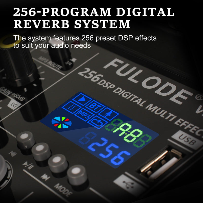 4 Channel Mixer DJ Audio Mixing Console with 256DSP, Small Music Sound Mixer Board Supports USB Bluetooth MP3 Computer Input, 48V Phantom Power & PAD Function for Recording Studio Streaming V14