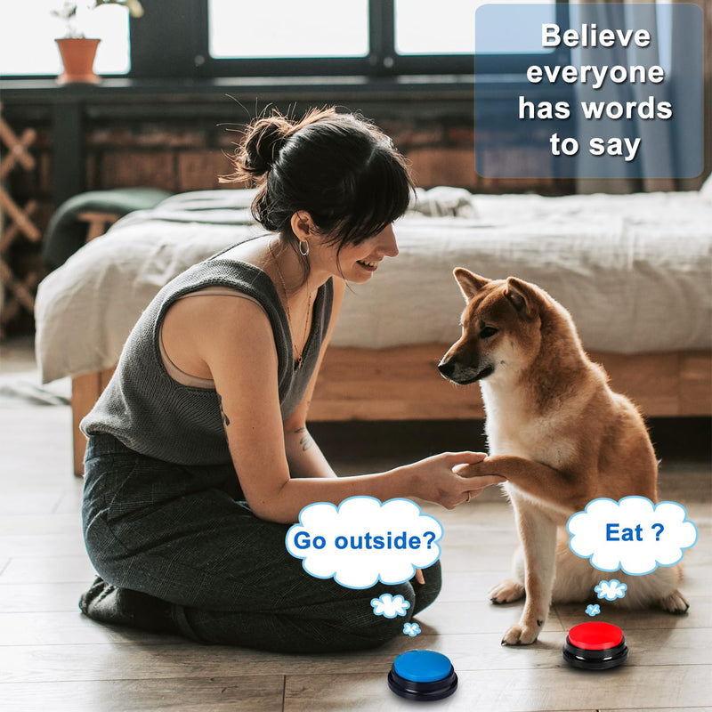 Voice Recording Button, Dog Buttons for Communication Pet Training Buzzer, 30 Second Record&Playback, Voice Recording Clicker for Cat, Puppy, Pet Trainin, Funny Gift for Study Office Home 4 Pcs