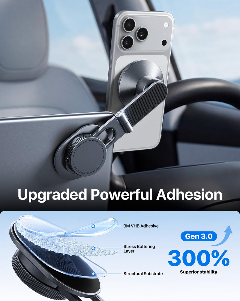 andobil 3rd Gen Tesla Phone Mount 【Upgrade Adhesive & Upgrade Stongest Magnet】 Phone Holder for Tesla New Model Y Juniper Model 3, 360° Adjustable Tesla Phone Holder fits iPhone 17 16 15 14 Pro Max Black