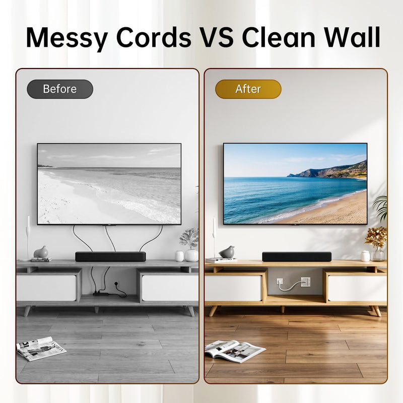 in Wall Cable Management Kit with Recessed Power Outlet for Home Theater | Dual AC Outlet and USB A+C Port, TV Cord Hider for Wall Mounted TV - 9FT Cord, HDMI TV Cable Hider, Safe Cable, Easy Setup