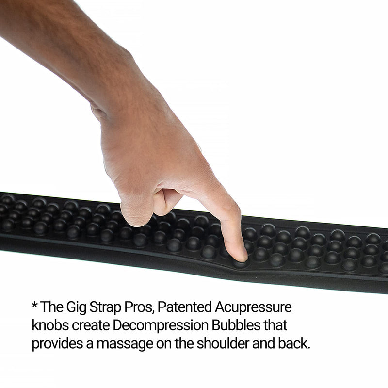 GIG STRAP PRO: World's Most Advanced Universal Guitar Strap Pad w/Patented acupressure technology, relieves shoulder & back pain, black
