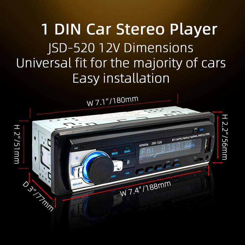 [AUSTRALIA] - JSD-520 Car Stereo Audio Single Din Bluetooth Handsfree FM Radio Receiver USB Charging/MP3/AUX/TF, No CD Player 