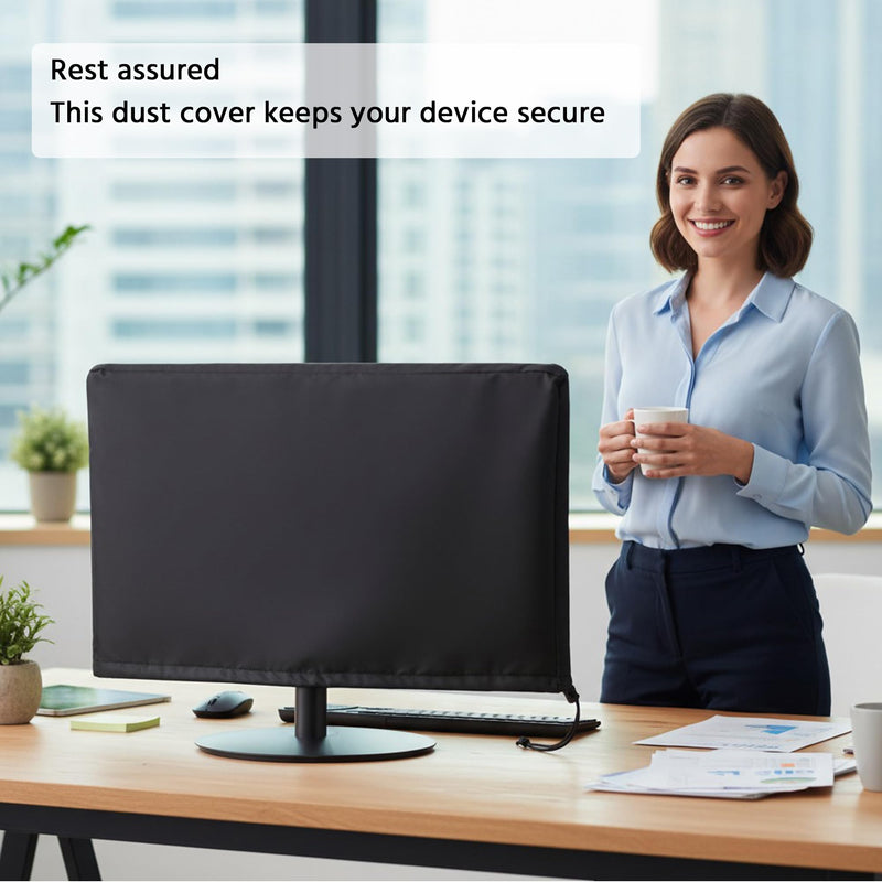 Monitor Dust Cover Heavy Duty Anti-tear Full Body Protective Case Universal for 38-40" Computer LED LCD Screen Wih Adjustable Bottom Tight Rope Black -39Wx18Hx3.5D in 38"-40" in