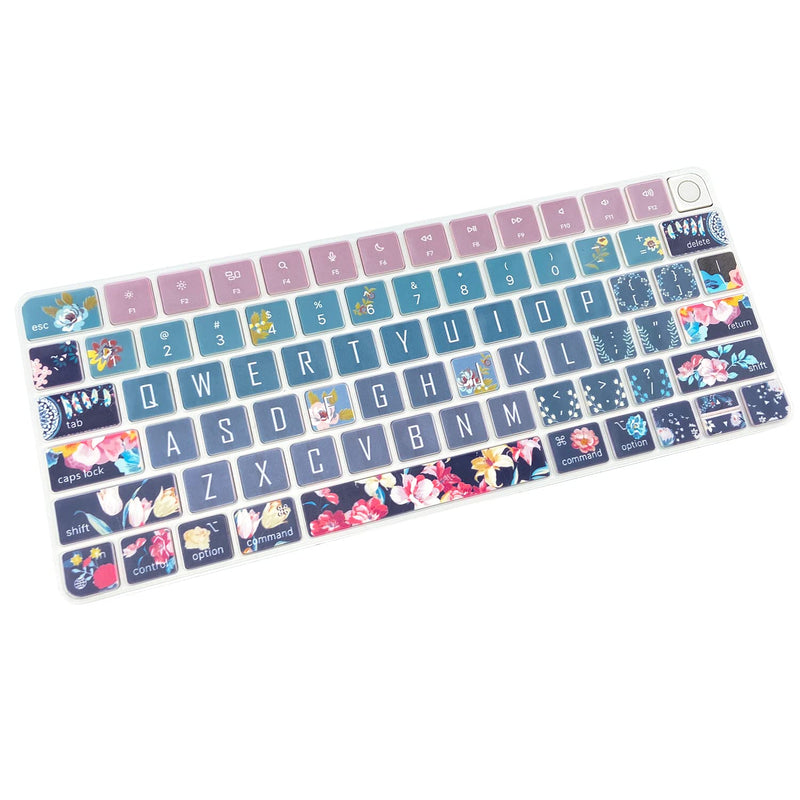 Sanfulin Keyboard Cover Skin for 2021 Apple iMac Magic Keyboard (Model: A2449) with Touch ID, Cute Printing Waterproof Silicone Keyboard Protector, Red Flower