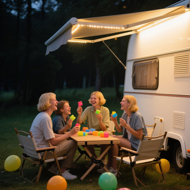 12V 4ft Led Light Strip Dimmable Camping Awning Light with 140 SMD 2835 LED Chips Cabinet Lights, Rv Accessories Waterproof IP67 Multi-Functional Use for Car Tent, Camper Motorhome White/1 set