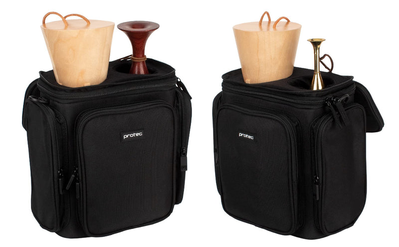 Protec French Horn Double Mute Bag, Modular Wall & Mute Holder, Model M409, Black
