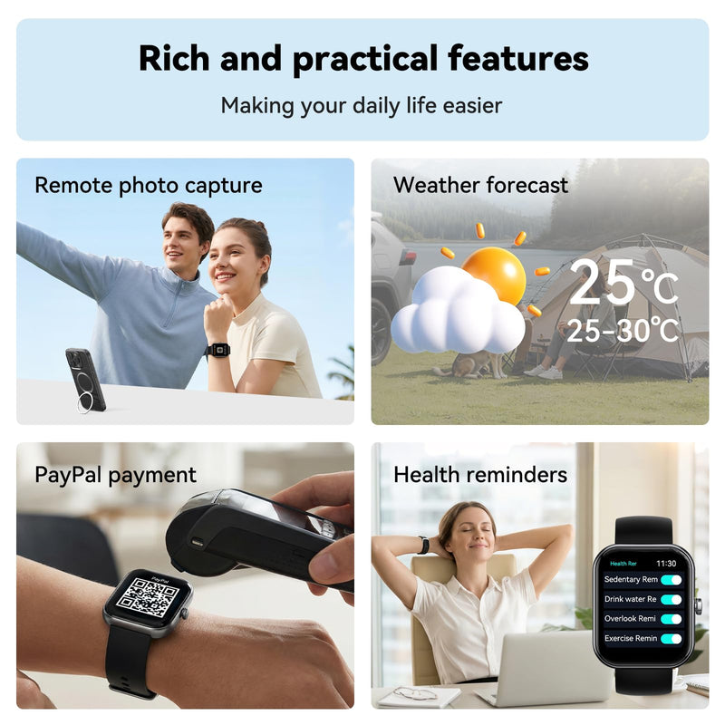 AI Chat Assistant,Smart Watch for Men Women,Translator Watch,Fitness Tracker with Heart Rate & Sleep Monitor,Answer/Make Call, 1.95" Touchsreen,100+Sport Modes,Smartwatch for iPhone/Samsung/Android
