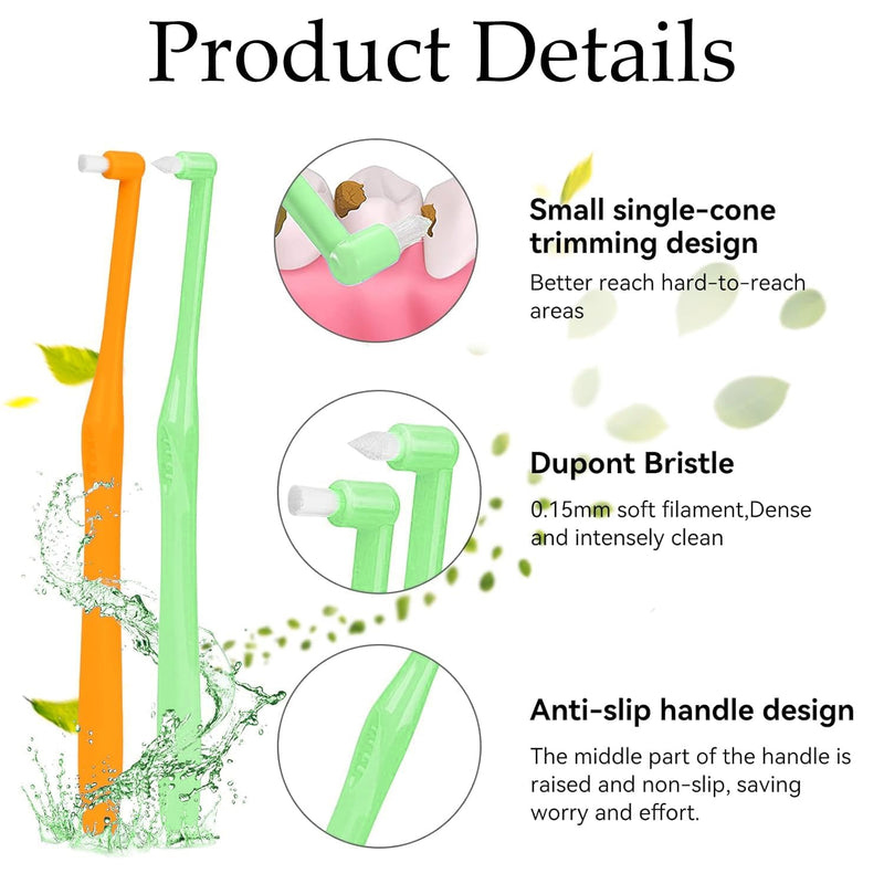 8 Pieces Interroom Toothbrush, Soft Single Toothbrush with Tuft, Slim Interspace Toothbrushes Interdental Brushes for Sensitive Gums, Deep Cleaning, for Teeth Cleaning