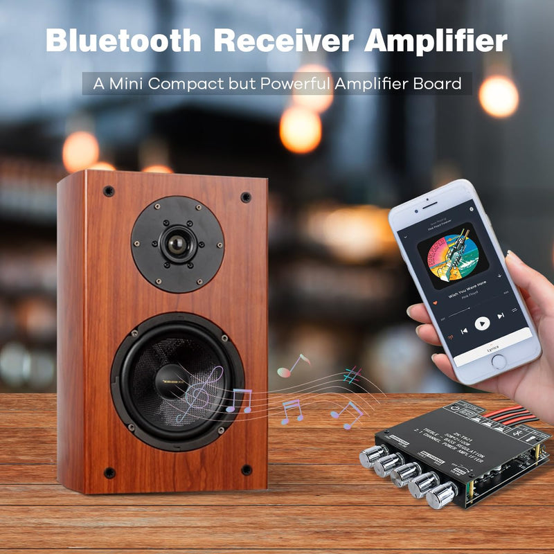 Bluetooth 5.0 50W+50W+100W 2.1 Channel Subwoofer Amplifier Board TPA3116D2 HiFi Treble and Bass Control Stereo Digital Audio Amp Board for Home Theater DIY Wireless Speakers
