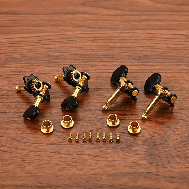 2R2L Black-Plated Tuning Peg Machine Head Tuners For 4 String Ukulele Guitar Bass-Gear Ratio 1:19 (GC501B) GC501B