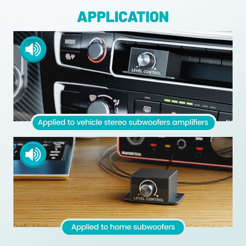 [AUSTRALIA] - Universal Car Amplifier RCA Level Controller, Car Audio Bass Control Knob, Sub Amp Volume Control Cable for Car, Motorcycle, Speakers, Home Theater 