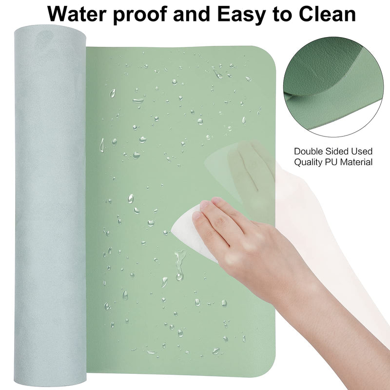 Leather Desk Mat,Desk Pad,Desktop mat,Waterproof Desk Mat for Desktop, Desk Mat for Keyboard and Mouse,Leather Mouse Pad Protector for Office and Home,30"x 14" Leather-green