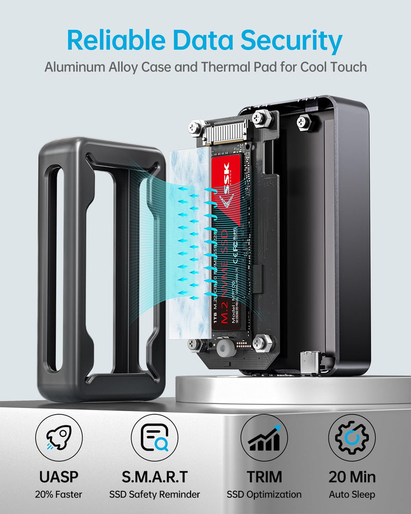 SSK M.2 SSD Enclosure 40Gbps, PCIe4 NVMe to USB4 NVMe Enclosure USB C Compatible with Thunderbolt, 2280/2260/2242/2230 SSD Case Adapter M-Key with LED Indicator Aluminum Alloy