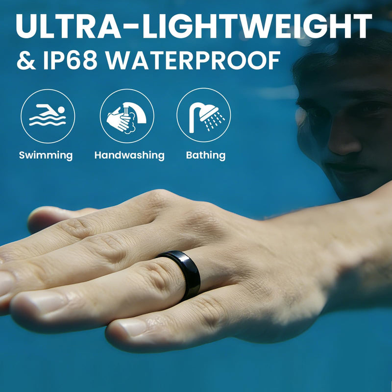 Smart Ring Health Tracker with Portable Charging Cases, Size 11 | ZERO Fees For IOS+Andriod & IP68 Waterproof & Heart Rate & Sleep Tracking, Fitness Ring for Men & Women, Size 9-11
