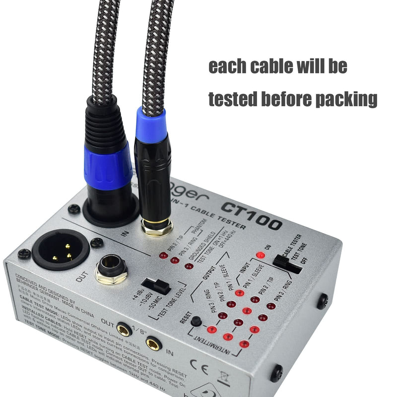 Unbalanced 1/4" TS Mono to XLR Male Microphone Cable, 3.3Feet 6.35mm Quarter inch to XLR Audio Patch Cord, Nylon Braided Heavy Duty, Copper Shielded Noise Free, for Speaker Mixer - 2Pack 3.3Feet, 2Pack