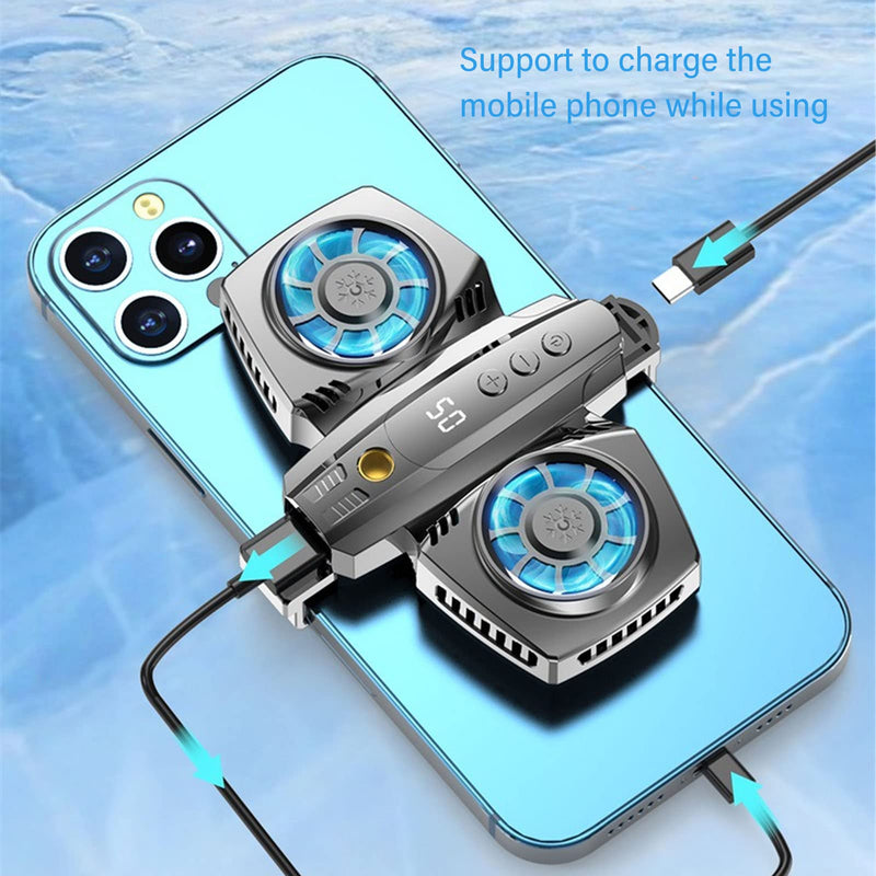 Cell Phone Cooler, Low Noise Cellphone Radiator with Dual SemiConductor Cooling Chip, Mobile Phones with Width of 2.6 to 3.5in for Live Streaming, Outdoor Vlog, Gaming