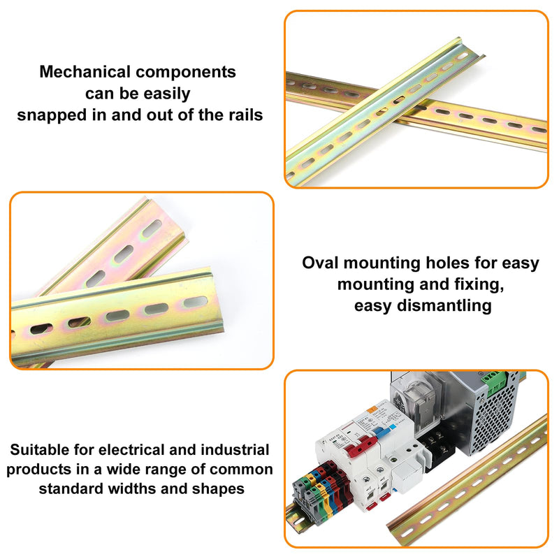 Pack of 8 DIN Rails, 29.5 cm Long, 3.5 cm Wide, DIN Rail, Colour Steel Socket Mounting Rail, Cabinet Hanging Rail for Distribution Cabinet, Control Cabinet Installation (Yellow)