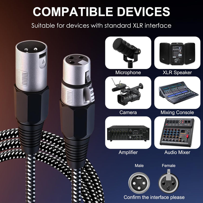 XLR Cable 50 FT, Microphone Cable 3 Pin Nylong Braided Balanced XLR Male to Female Heavy Duty Mic Patch Cords (Pure Copper Conductors) 50FT 1