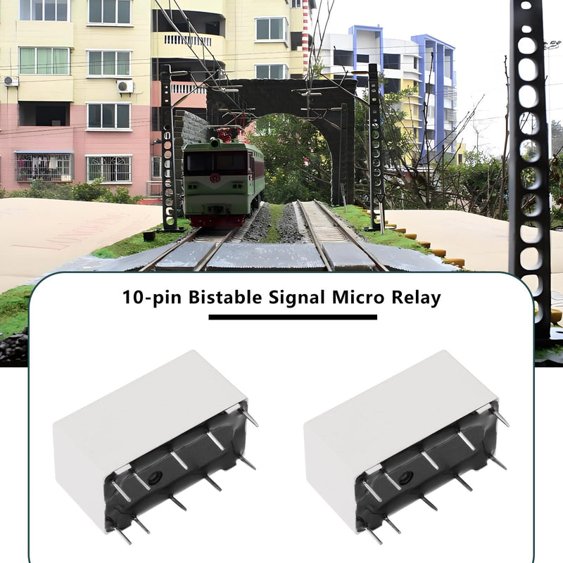 OTOTEC 5 Pieces 10 Pin Miniature Relay Bistable 3V HFD2-012-S-L2-D Self-Locking Low Controller for Railway Model DIY White