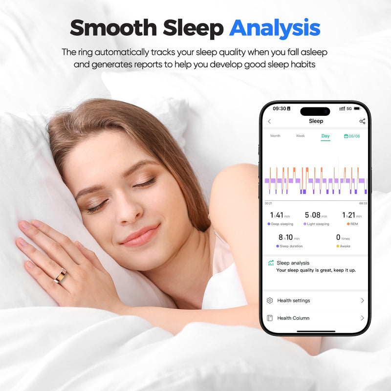 BIEMHA Smart Ring for Women & Men, Health Tracker with Sleep，Exercise Monitoring, iOS&Android Compatible, IP68 Waterproof, No Subscription, 5-Day Battery (Silver, 12)