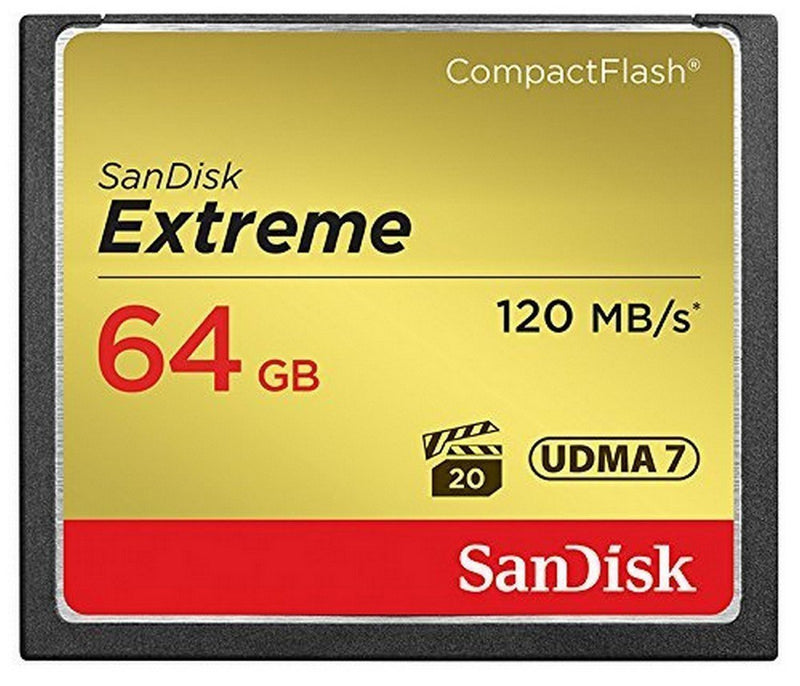 SanDisk Extreme 64GB CompactFlash Memory Card works with Canon EOS 7D Mark II Digital DSLR Camera HD UDMA 7 (SDCFXSB-064G-G46) with Everything But Stromboli Microfiber Cloth and Combo Reader