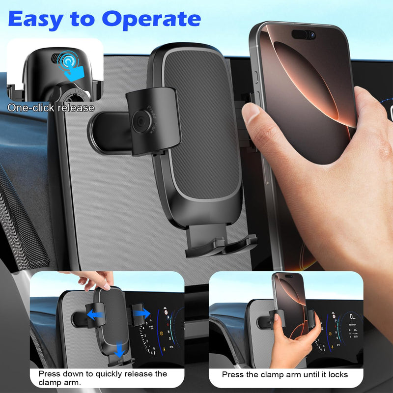 Car Phone Holder Mount for Hyundai Ioniq 5/ Ioniq 9, Magnetically Attaches to Metallic Dashboard for 2024 2025 Hyundai Sonata, Kona & loniq5 2022-2025, Wide Clamp for 4-7.2 inch Smartphones