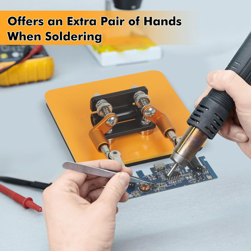 Magnetic Helping Hands Soldering Station with 10 x 10 cm Stable Base, 4 Flexible Arms Soldering Aid - 360° Rotating and Adjustable Multifunctional Tool Third Hand 10cm * 10cm