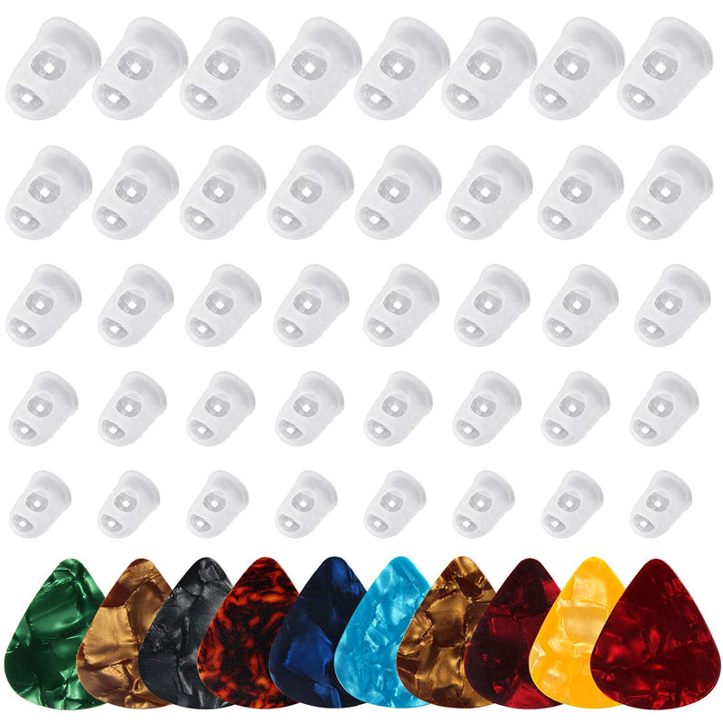 Guitar Fingertip Protectors - 40 Pcs Silicone Guitar Finger Guards Protection Covers Caps for Guitar Ukulele Bass, Sewing and Embroidery (5 Sizes) (Transparent) Transparent