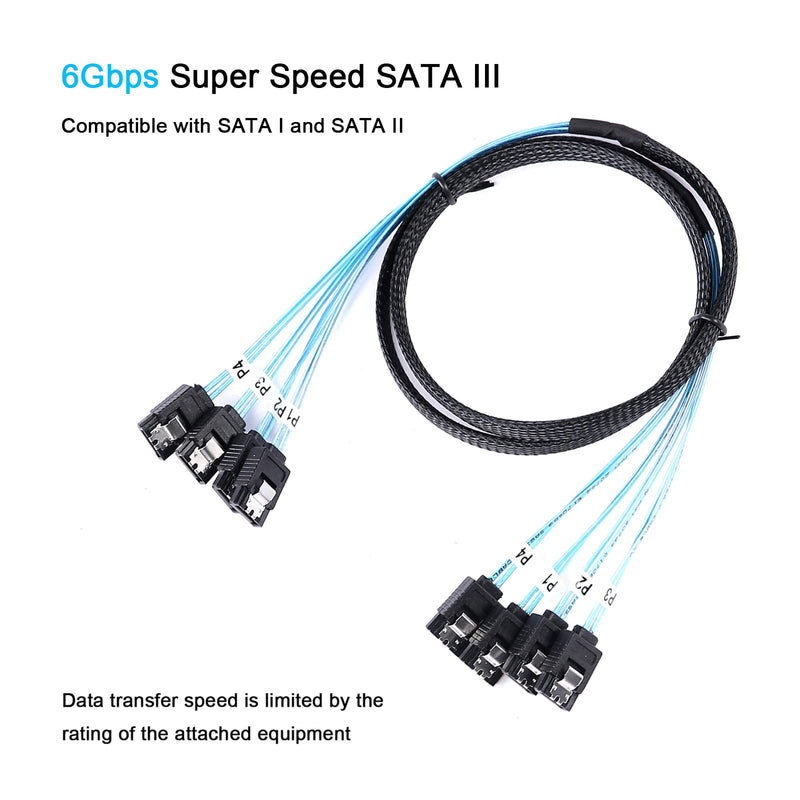 SATA-III Cable:0.5M, 4Pcs/Set-SATA 6Gbps-Cable SATA-HDD SSD Data-Cable Replacement for Server Bitcoin Computer SSD HDD CD DVD Drives Raid(1.6FT) 1.6FT 1PACK