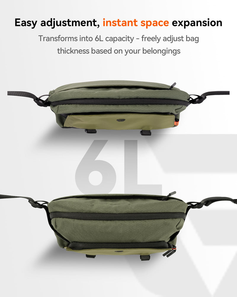 Camera Sling Bag, Everyday Shoulder Bag, Multifunction Portable Travel Bag with Tripod Holder, for Lightweight DSLR/SLR/Mirrorless Small Camera & Gaming Gear - Olive Green