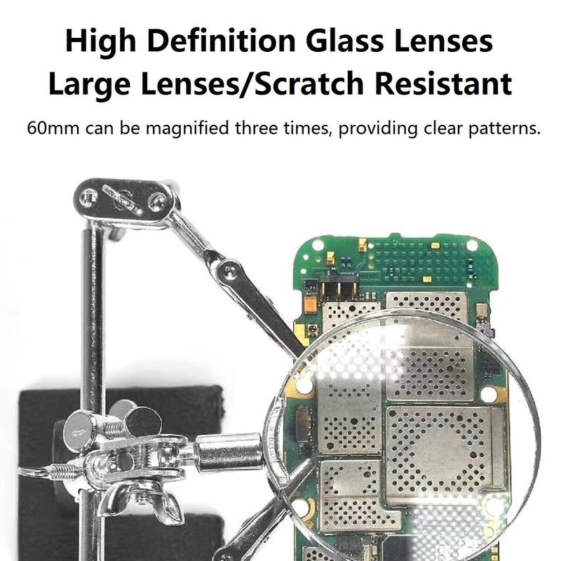 Soldering Holder with Magnifying Glass, Soldering PCB Holder Tool, Third Hand Soldering, Third Hand Soldering Station with Magnifying Glass, Electronic Repair Tool, Model Making Accessories, Soldering