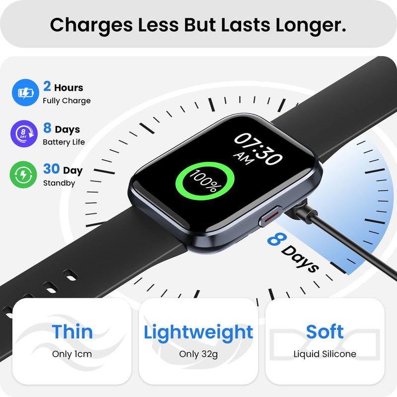 ENOMIR Smart Watches for Men with Call & Alexa, 100+ Modes Fitness Watch | Heart Rate/Sleep/SpO2/Stress Monitor, Mens Smartwatch for Android/iOS/Samsung, 3ATM Waterproof Fitness Tracker, 8 Day Battery Black