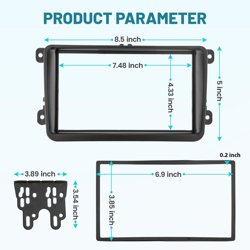 NuIth Double DIN Radio Dash Kit W/Radio Wire Harness for 2005-2015 Volkswagen Jetta/Beetle/CC/Golf/Passat/Tiguan, Aftermarket Car Stereo Installation Trim Bezel Bracket Wire Kits