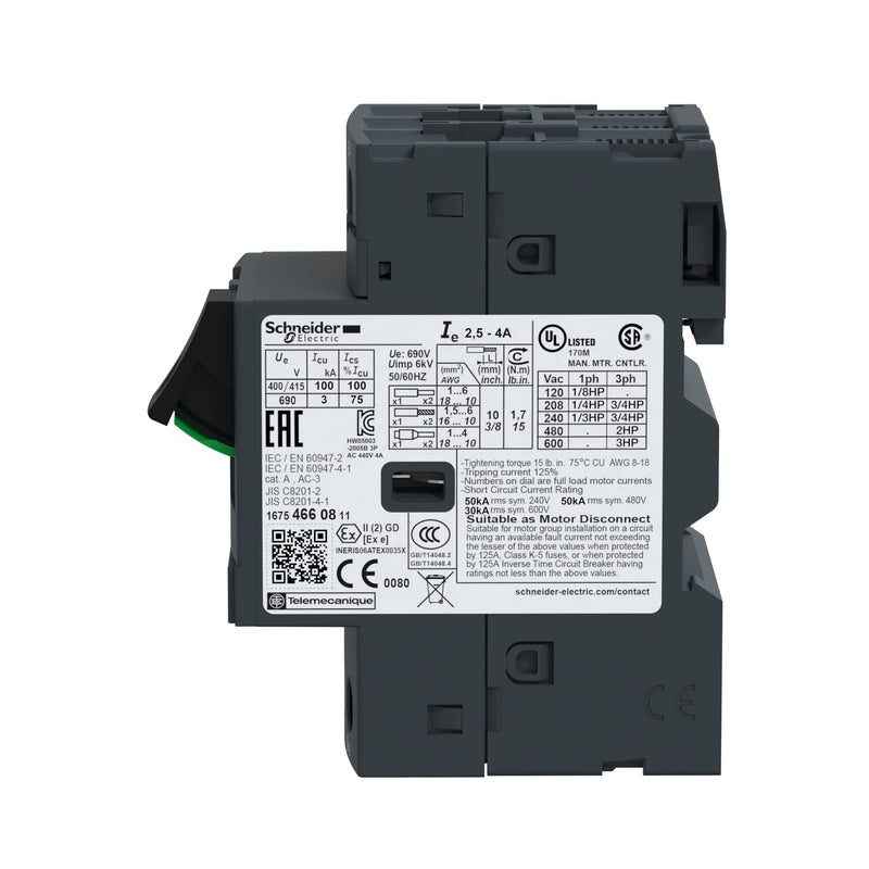 [AUSTRALIA] - Manual Motor Starter, Button, 2.5-4A, 1P 