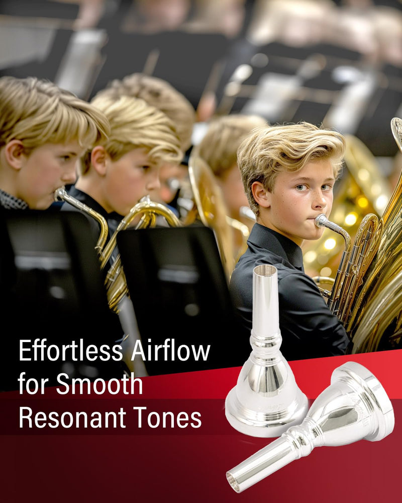 Libretto 24AW Tuba Mouthpiece, 2μm Silver Plated Tuba Mouthpiece w/Vacuum Packing, Designed for Beginners, Students, Intermediate Players