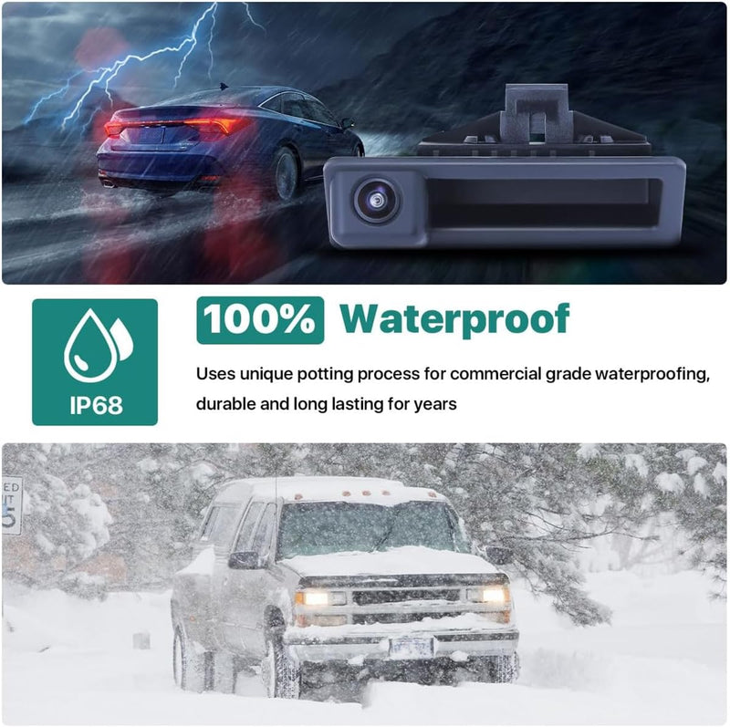 GreenYi AHD 1080P Vehicle Backup Camera for BMW E82 E88 E84 E90 E91 E92 E93 E70 E60 E61 E39 3 5 X5 X6, Car Rear View 170 Fisheye Lens IP68 Waterproof Trunk Handle Camera