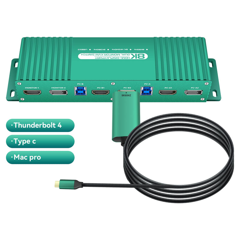 Thunderbolt 4 kvm Switch 144hz mac kvm Switch 144hz Thunderbolt kvm Switch 144hz Type c kvm Switch 144hz kvm Switch Type c 1440P 120Hz 144Hz Type-c to dp1.4 kvm Switch Cable