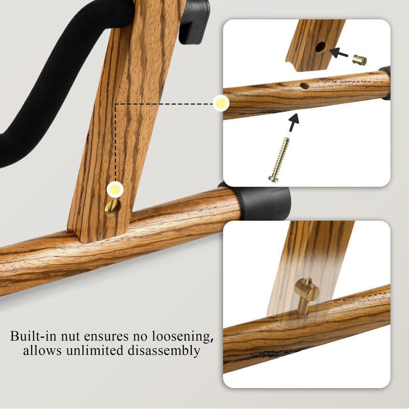 [AUSTRALIA] - Electric Guitar Stand, Bass Guitar Stand, A Frame Wooden Floor Stand for Bass, Electric Guitar with Soft foam and Non-slip Base Rubber, Electric Guitar Bass Stand for Studio, Living Room, Zebrawood Electric Guitar & Bass 