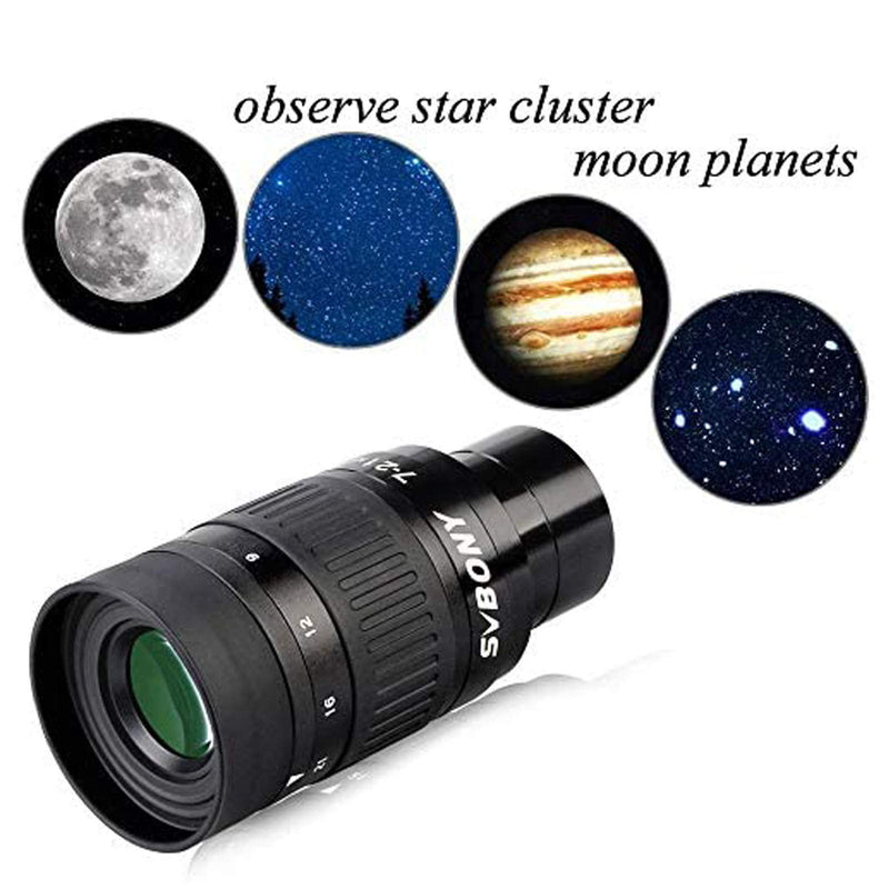 SVBONY SV135 Zoom Eyepiece, Zoom 7 to 21mm 1.25 Inch Telescope Eyepiece, 6 Element 4 Group Telescope Accessories for Astronomic Telescopes Visual 7-21mm