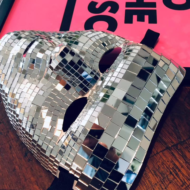 Wnvivi Disco Glitter Mask,6.7x7.8 Inch,Masquerade Mirror Mask for Men and Women,Halloween Face Cover,Party Disco Masks(6.7x7.8inch)