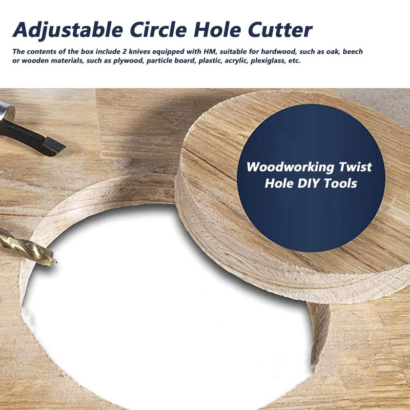 Munefe Adjustable Circular Hole Cutter, Sheet Metal Hole Cutter, Beam Cutter for Circular Saws for Wood, Plastic, Acrylic, Plasterboard, Ventilated Concrete, etc. (40-120 mm) 40-120 mm