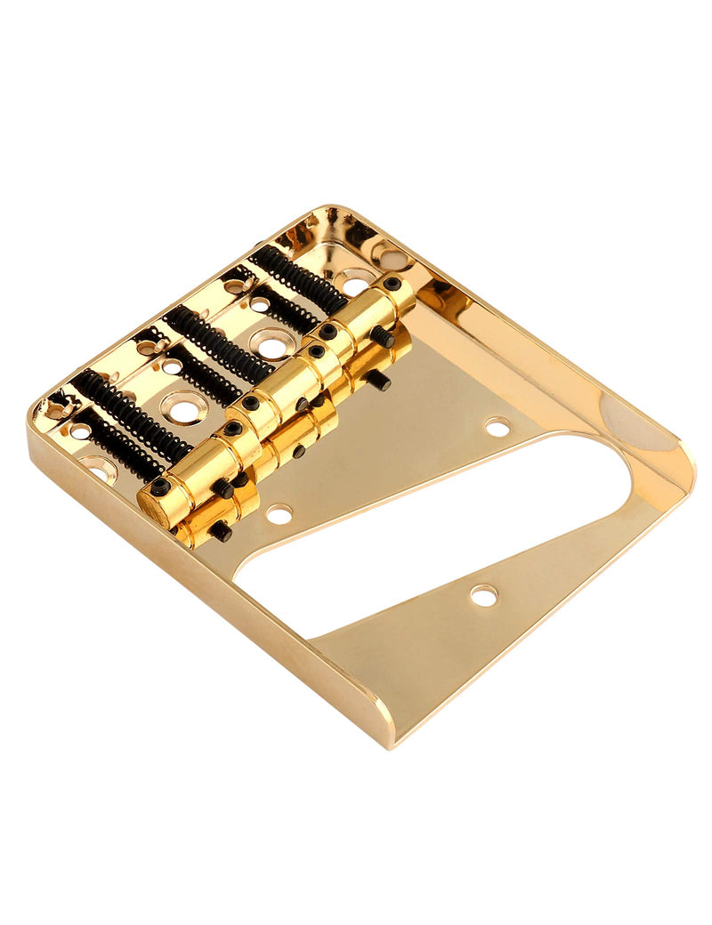 [AUSTRALIA] - Rubatone Guitar Bridge Tailpiece 3Pcs Zinc Saddles Bridge Top or Bottom Load Ashtray Style for Vintage Tele Telecaster Style Electric Guitar Parts Gold. 