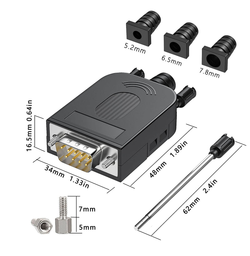 JUXINICE 2PCS DB9 Female adapters DIY rs485 RS232 9 pin Serial Cable, RS232 D-SUB 9 Serial Solderless Adapters Connector Breakout Board Bolts or Nuts (2PCS Females) 2PCS Female gold plat PIN+Bolts and Nuts