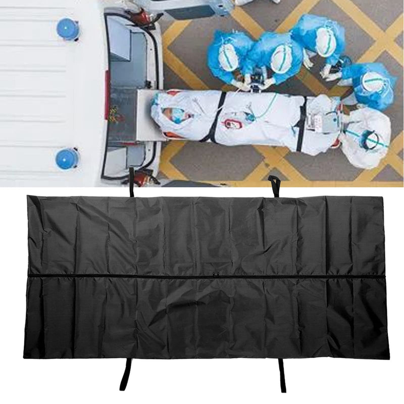 HEEPDD Body bag, black body bag for emergency, body bag made of Oxford fabric, 210D silver coated, waterproof bag with 4 side handles, zip in the (150 x 60 cm) 150*60CM