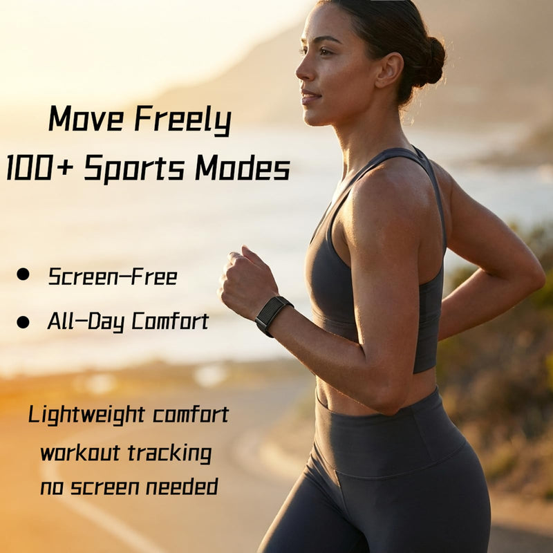 Smart Bracelet Health and Fitness Tracker No Subscription Fees Black | Heart Rate,Sleep,SpO2,HRV,Menstrual Cycle,No Screen,IP68 Waterproof,Comfort-Lightweight,35-day Battery Life,Band