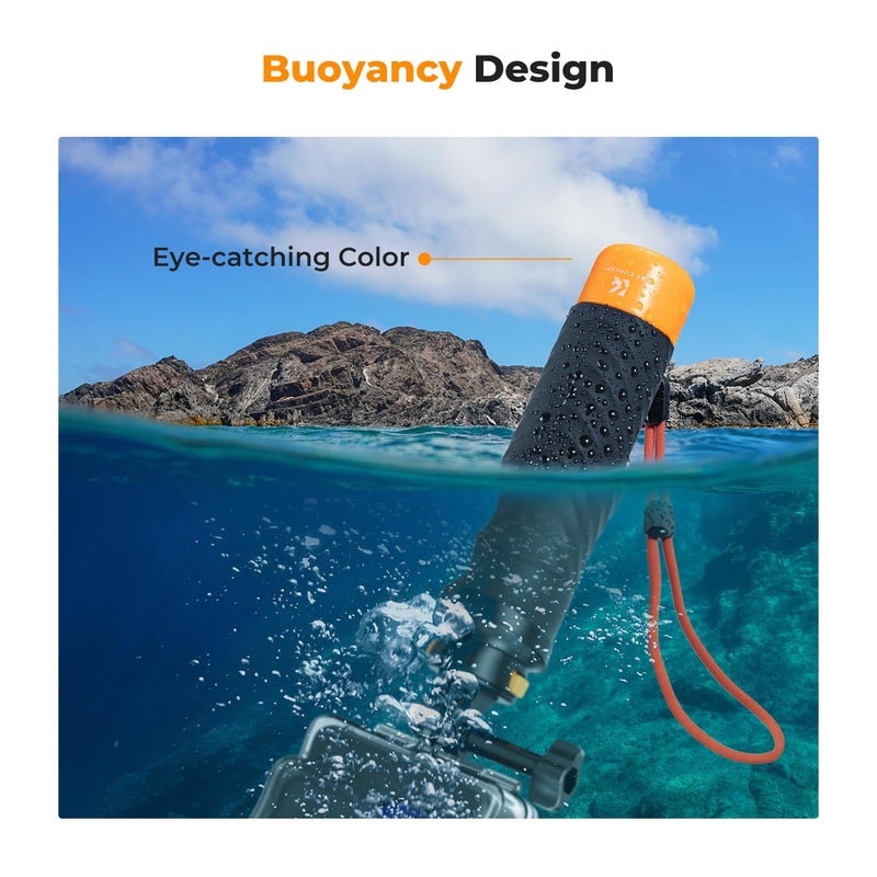 K&F Concept Waterproof Floating Hand Grip, Fast-Release Design Compatible with GoPro, Bottom 1/4 Interface for Most Other Action Cameras, Anti-Slip Handle, Wrist Strap for Water Sports
