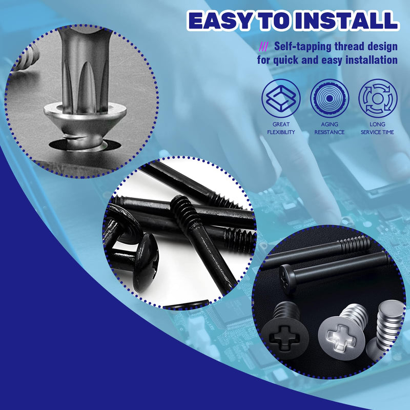 160Pcs PC Computer Case Cooling Fan Mount Screws Set, M5x10 Black and Silver Case Fan Mounting Screws and 65mm Soft Rubber Rivet, Laptops Computer Screw Kit