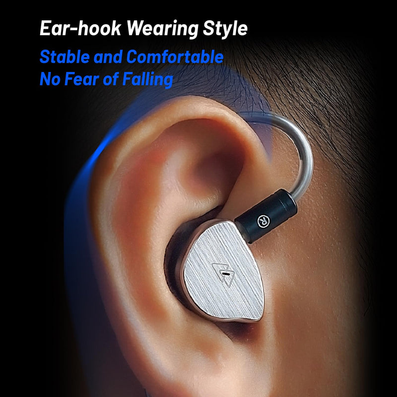 BQEYZ BQ10 Wired in-Ear Earbuds, 12mm Dynamic Driver, Type C with Mic | Gaming & Monitor Earphones with Remote Control, 3.5mm Compatible, High Fidelity Sound for Smartphones Silver