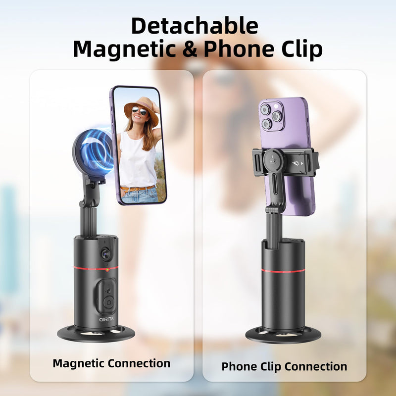 Auto Face Tracking Phone Holder, Magnetic Face Tracking Tripod 360 Rotation with Stand & Remote, Face Body Phone Tracking Tripod, No App, Smart Shooting Camera Mount for Live Video Recording Tiktok