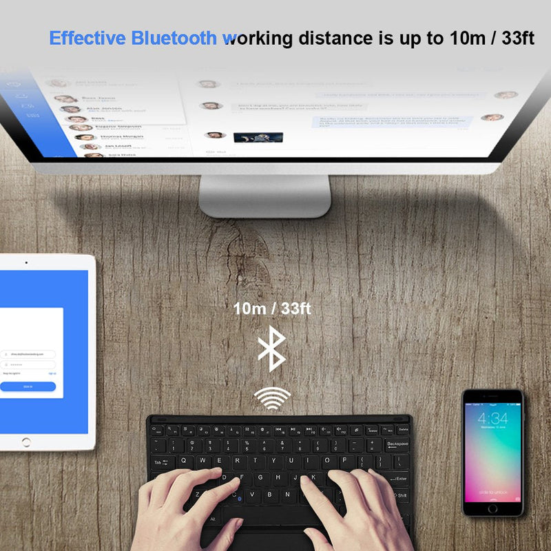 Ultra-Slim Bluetooth Keyboard, Portable Wireless Bluetooth Keyboard with Touchpad for Windows PC Android Phone Tablet